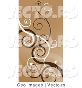 Vector of Brown Hearts on Swirling Vines Background by AtStockIllustration