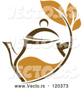 Vector of Brown Tea Pitcher with Leaves by Vector Tradition SM