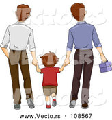 Vector of Brunette White Boy Holding Hands and Walking with His Two Dads by BNP Design Studio
