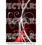 Vector of Bubbly Red and White Vines on Brown Background by Michaeltravers