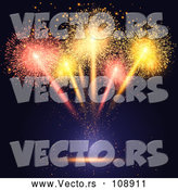 Vector of Burst of Fireworks over Black and Blue by KJ Pargeter