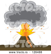 Vector of Bursting Volcano with an Ash Cloud by Paulo Resende