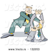 Vector of Business Man Jumping to the Rescue to Save Another Guy Who Is Falling into a Manhole by Andy Nortnik