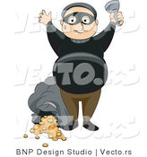 Vector of Busted Thief Holding His Hands up After Robbing a Bank by BNP Design Studio