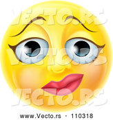 Vector of Cartoon 3d Yellow Female Smiley Emoji Emoticon Face with a Nervous Expression by AtStockIllustration