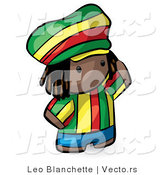 Vector of Cartoon African Boy Wearing Bright Green, Yellow, Red, and Blue Clothes by Leo Blanchette