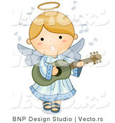 Vector of Cartoon Angel Girl Playing Guitar by BNP Design Studio