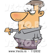 Vector of Cartoon Angry White Guy Rejecting an Option with a Thumb down by Toonaday
