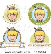 Vector of Cartoon Badges of a Happy Blond Oktoberfest German Boy by Cory Thoman