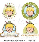 Vector of Cartoon Badges of a Happy Blond Oktoberfest German Girl by Cory Thoman