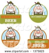 Vector of Cartoon Badges of a Happy Oktoberfest German Guy by Cory Thoman