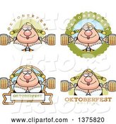 Vector of Cartoon Badges of a Happy Oktoberfest German Lady by Cory Thoman