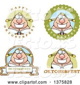 Vector of Cartoon Badges of a Happy Oktoberfest German Lady by Cory Thoman