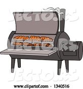 Vector of Cartoon Bbq Smoker with Ribs and Steaks by LaffToon