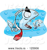 Vector of Cartoon Big Mean Fish Boss Chasing a Little Fish by Cory Thoman
