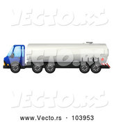 Vector of Cartoon Big Rig Fuel Truck by