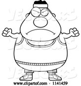 Vector of Cartoon Black and White Angry Plump Gym Guy by Cory Thoman