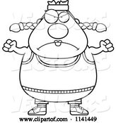 Vector of Cartoon Black and White Angry Plump Gym Lady by Cory Thoman