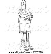 Vector of Cartoon Black and White Basketball Player Wearing a Protective Medical Mask by Djart