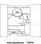 Vector of Cartoon Black and White Business Man Wearing a Covid19 Mask and Working in a Cubicle by Djart