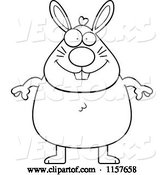 Vector of Cartoon Black and White Chubby Bunny by Cory Thoman