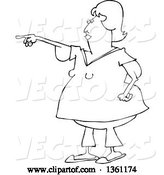 Vector of Cartoon Black and White Chubby Lady with Flabby Arms, Pointing by Djart