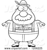 Vector of Cartoon Black and White Chubby Oktoberfest German Guy with a Mustache by Cory Thoman