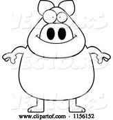 Vector of Cartoon Black and White Chubby Pig by Cory Thoman