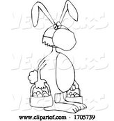 Vector of Cartoon Black and White Easter Bunny Wearing a Protective Medical Mask by Djart
