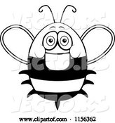 Vector of Cartoon Black and White Friendly Fat Bee by Cory Thoman