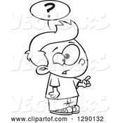 Vector of Cartoon Black and White Inquisitive Boy Asking a Question by Toonaday