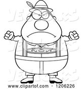 Vector of Cartoon Black and White Mad Chubby Oktoberfest German Guy by Cory Thoman