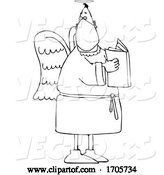 Vector of Cartoon Black and White Male Angel Wearing a Protective Medical Mask by Djart