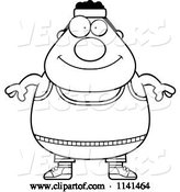 Vector of Cartoon Black and White Plump Gym Guy by Cory Thoman
