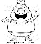 Vector of Cartoon Black and White Plump Gym Guy with an Idea by Cory Thoman