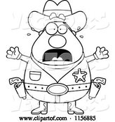 Vector of Cartoon Black and White Plump Scared Sheriff by Cory Thoman