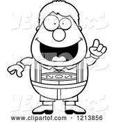 Vector of Cartoon Black and White Smart Oktoberfest German Boy with an Idea by Cory Thoman