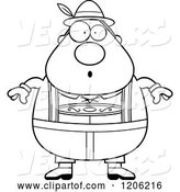 Vector of Cartoon Black and White Surprised Chubby Oktoberfest German Guy by Cory Thoman