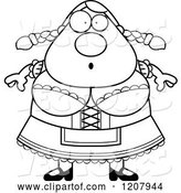 Vector of Cartoon Black and White Surprised Chubby Oktoberfest German Lady by Cory Thoman