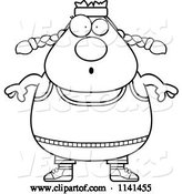 Vector of Cartoon Black and White Surprised Plump Gym Lady by Cory Thoman