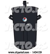 Vector of Cartoon Black Barrel Bbq Cooker by LaffToon