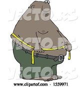 Vector of Cartoon Black Guy Measuring His Belly Fat by Djart