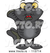 Vector of Cartoon Black Moor Fish Standing by Dennis Holmes Designs
