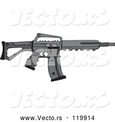 Vector of Cartoon Black Semi Automatic Assault Rifle with a Clip by Djart