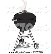 Vector of Cartoon Black Weber Charcoal Bbq Grill by LaffToon