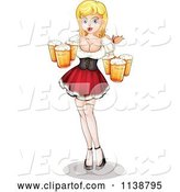 Vector of Cartoon Blond German Oktoberfest Lady with Beer by