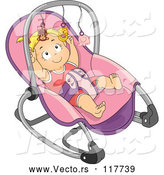 Vector of Cartoon Blond White Baby Girl Reaching for the Toys on Her Rocker by BNP Design Studio