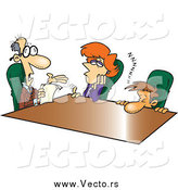 Vector of Cartoon Bored Employees and a Talkative Boss in a Meeting by Toonaday
