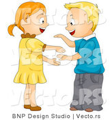 Vector of Cartoon Boy and Girl Playing Hand Game by BNP Design Studio