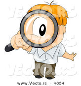 Vector of Cartoon Boy Looking Through Magnifying Glass by BNP Design Studio